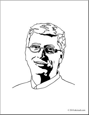 Clip Art: Bill Gates (coloring page) I abcteach clipartlook.com - large image