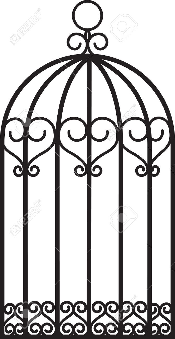 bird cage: antique empty bird cage
