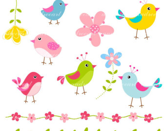 ... birds and flowers clip art ...