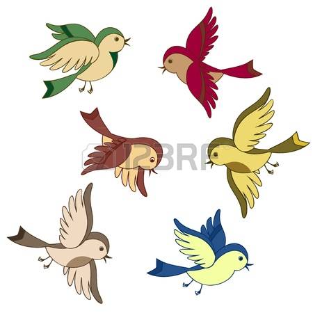 birds in flight: vector set of flying bird cartoon isolated Illustration