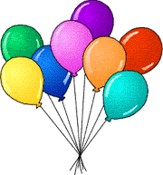 birthday balloons, ribbins an
