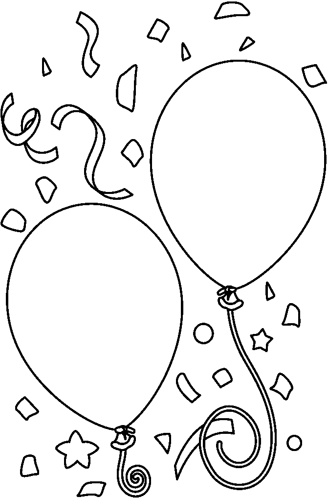 birthday balloons clip art . - Black And White Balloon Clipart