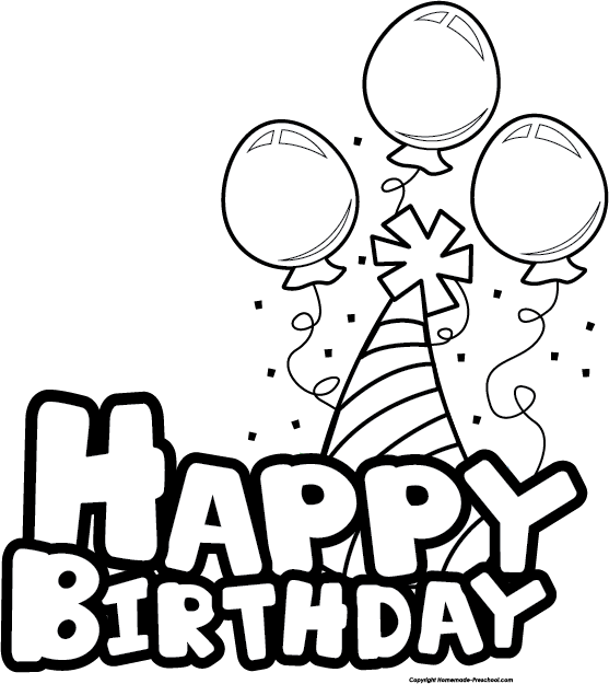 birthday clip art black . - Birthday Clip Art Black And White