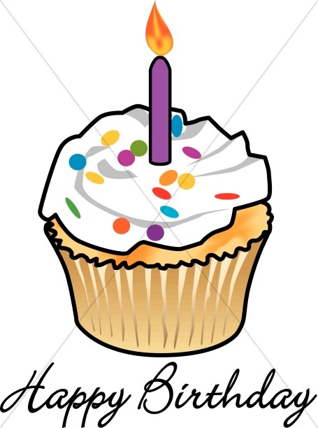 Birthday Cupcake with Candle - Birthday Clipart
