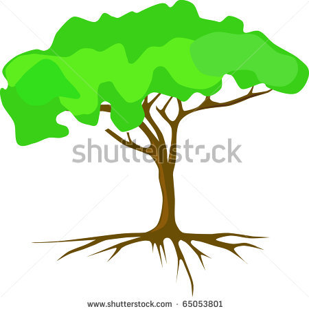 black and white tree with roots clipart