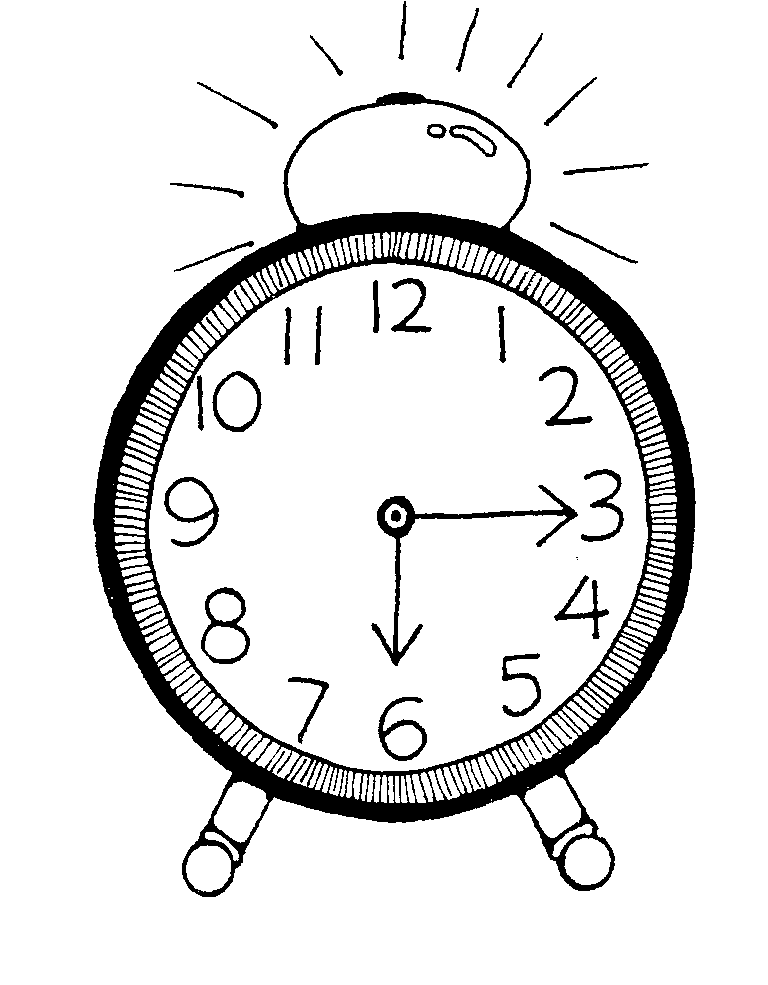 Black and White Alarm Clock. Cartoon clock clip art free .
