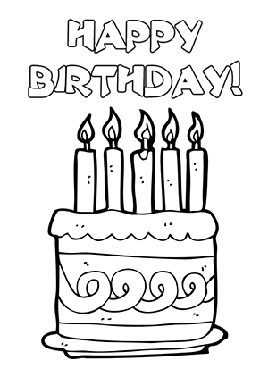 Black And White Birthday Cake And Candles Clip Art