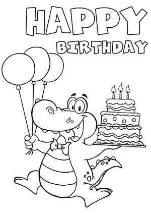 Black and White Birthday Clip Art Crocodile
