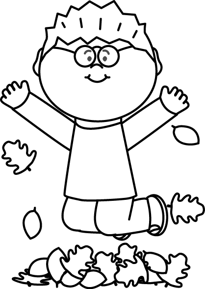 Black and White Boy Jumping i - Fall Clip Art Black And White