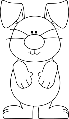 Black and White Bunny with Fl - Bunny Clipart Black And White