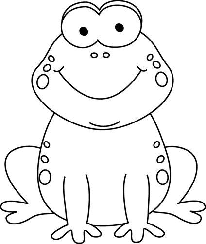 Black and White Cartoon Frog .