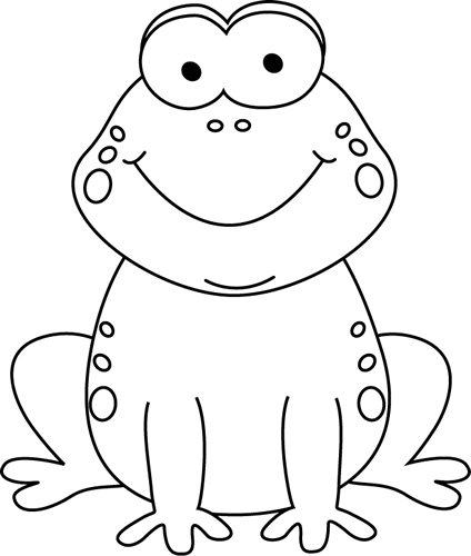 Black and White Cartoon Frog