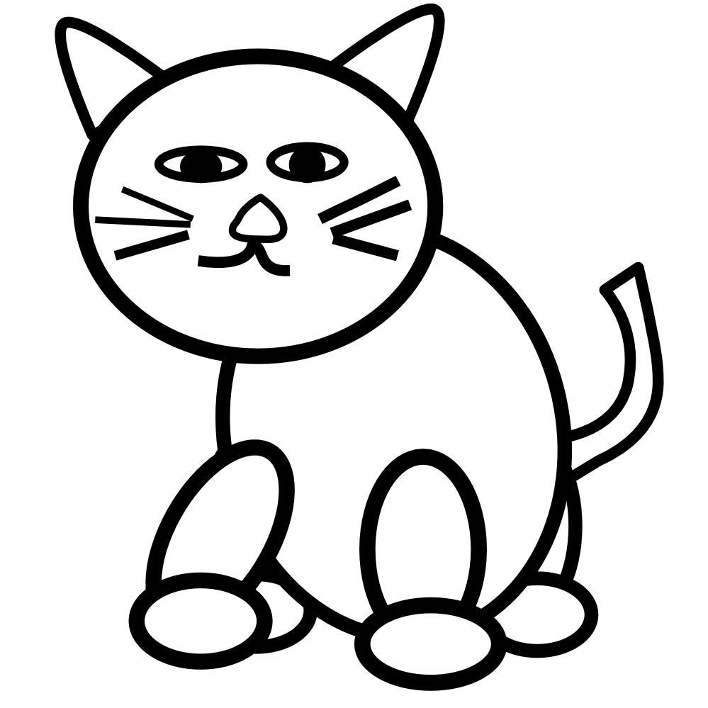 cat clip art black and white