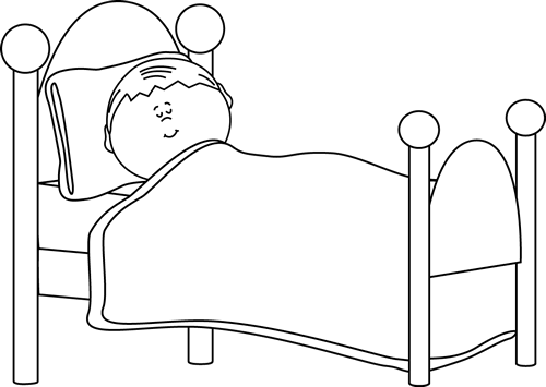Black And White Child Sleepin - Bed Clipart Black And White