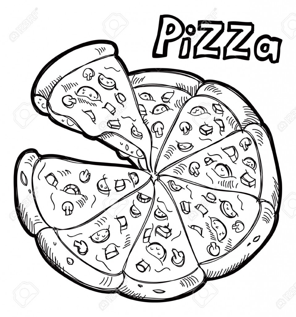 black and white clipart pizza - Pizza Clipart Black And White