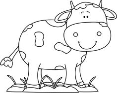Black and White Cow in the Mud with Flies clip art image for teachers, classroom lessons, educators, school, print, scrapbooking and more.