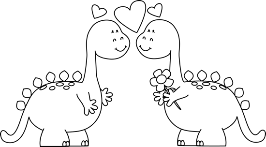 Black and White Dinosaurs in Love