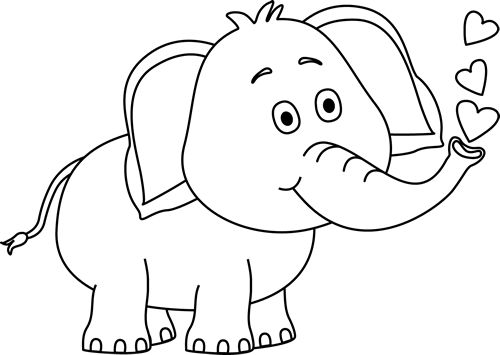 elephant clipart black and wh