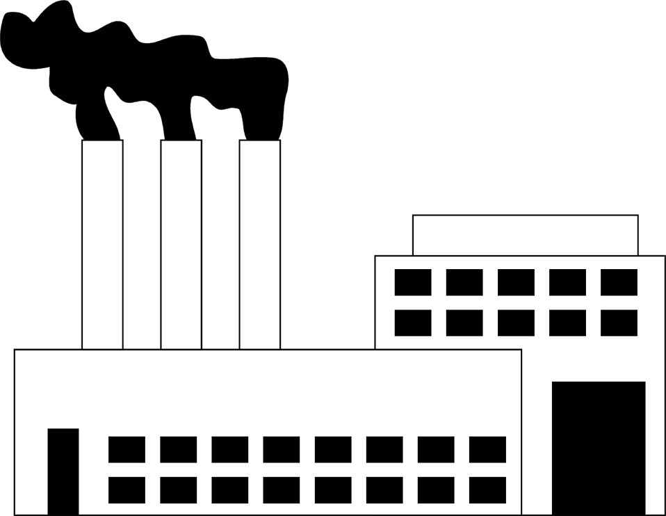Black and White Factories Cli - Factories Clipart