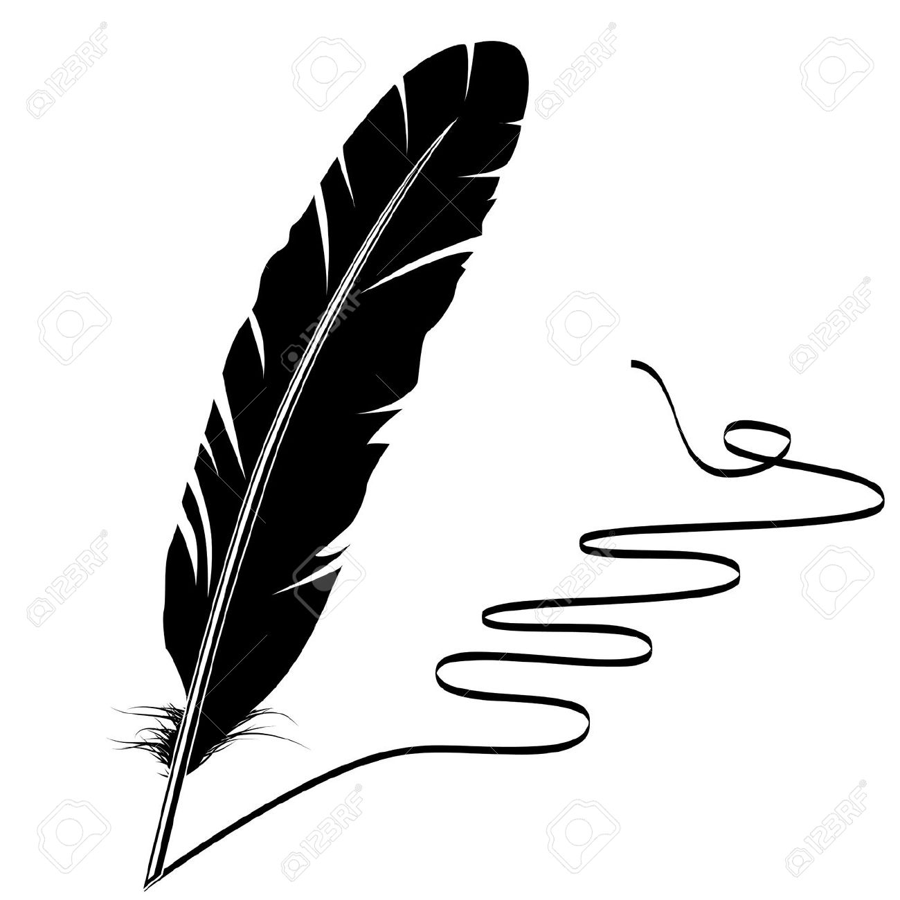 Black-and-white feather and .
