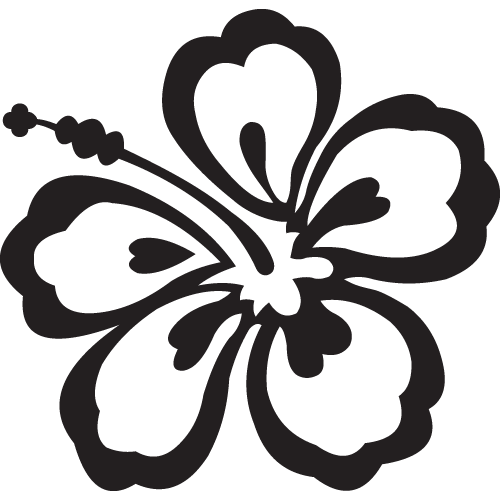 Black And White Floral Clipart Hawaiian Flower Clip Art Black