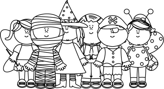 Black and White Halloween Kid - Halloween Black And White Clipart