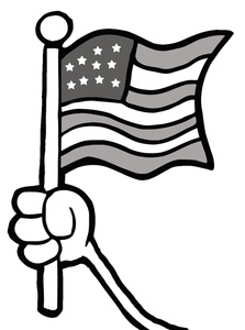 Black And White Hand Holding  - Flag Clipart Black And White