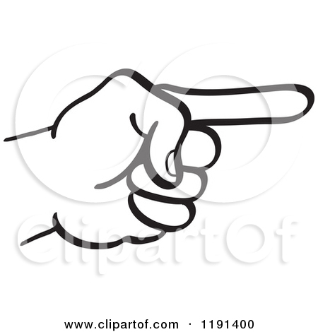 Black And White Hand Pointing - Hand Pointing Clipart