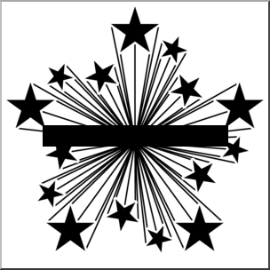 starburst clipart black and w