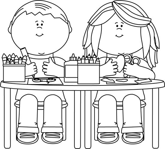 Black and White Kids in Art Class clip art image. A free Black and White Kids in Art Class Chalkboard clip art image for teachers, classroom projects, ...