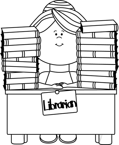 Black and White Librarian - Librarian Clip Art