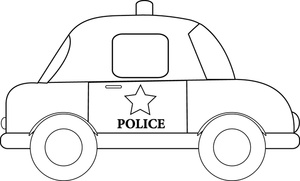 Black And White Line Drawing Of A Cartoon Style Police Car 5 5 4 1 Smu