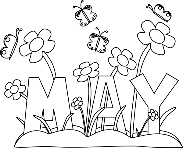 Black and White Month of May Flowers