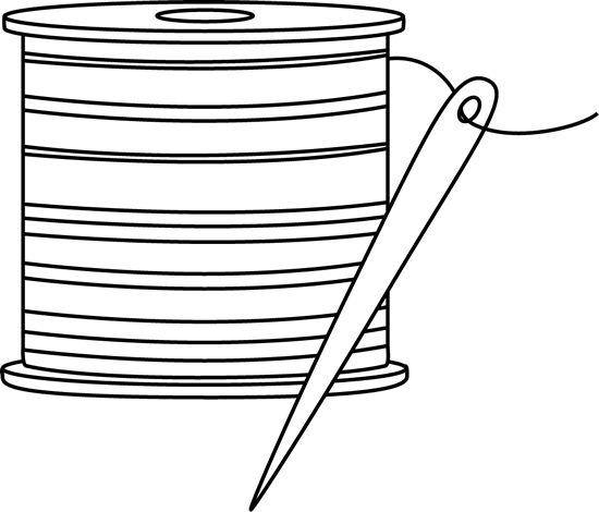 Black and White Needle and Thread Clip Art - Free sewing clip art images for teachers