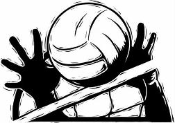 black and white picture of two hands blocking a volleyball