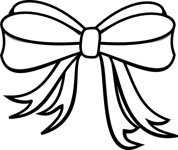 Black and white present bow . - Ribbon Clipart Black And White