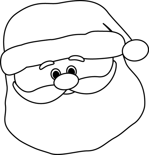 Black and White Santa Face Clip Art - Black and White Santa Face Image
