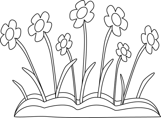 Black and White Spring Flower - Black And White Clipart Flowers