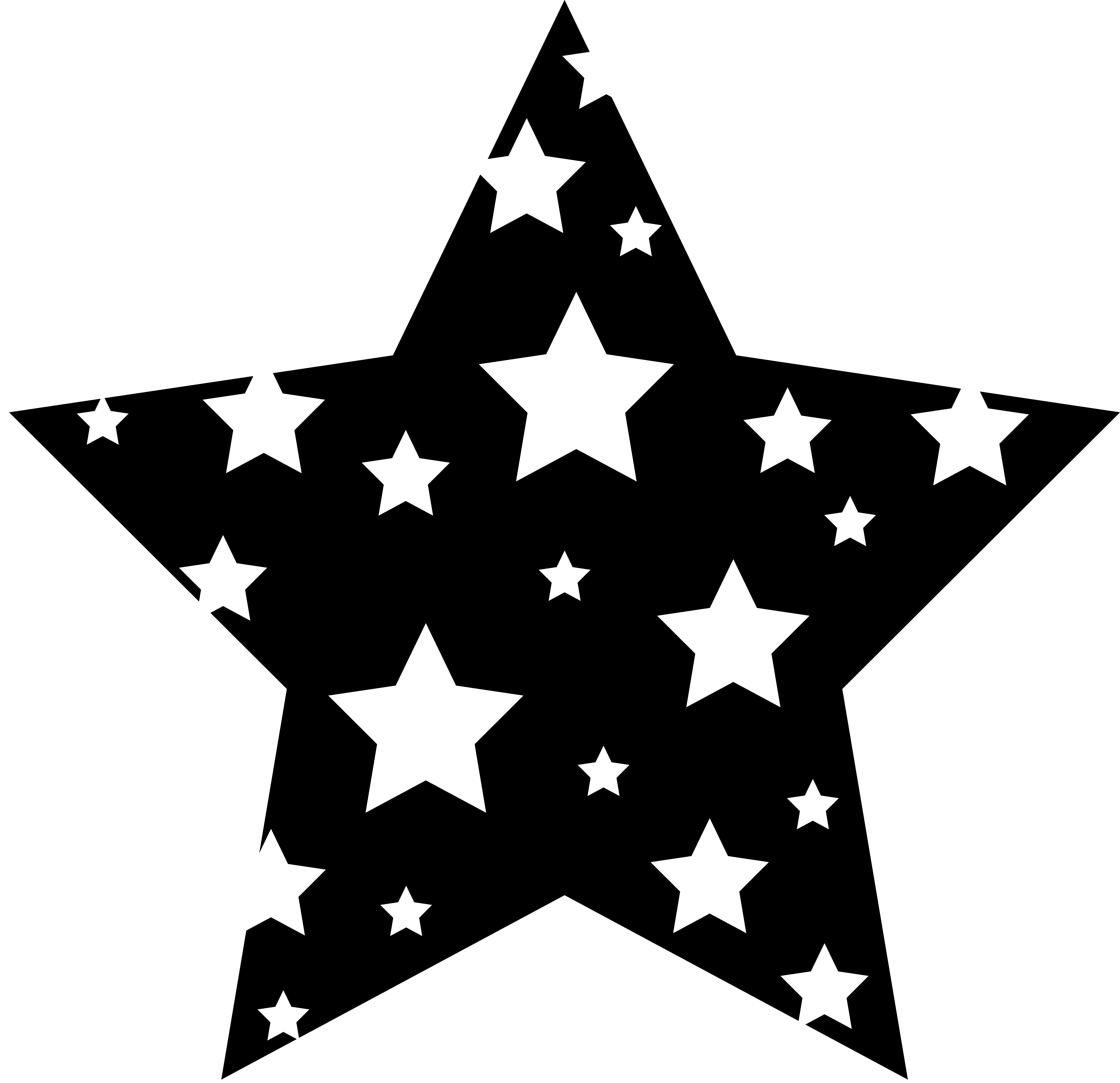 Black and White Starry Star - Free Clip Art
