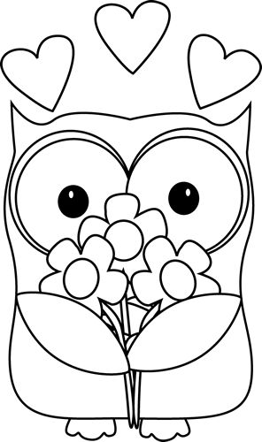 Black and White Valentineu002 - Owl Clip Art Black And White