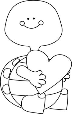 Black and White Valentineu0026#39;s Day Turtle clip art image. This original