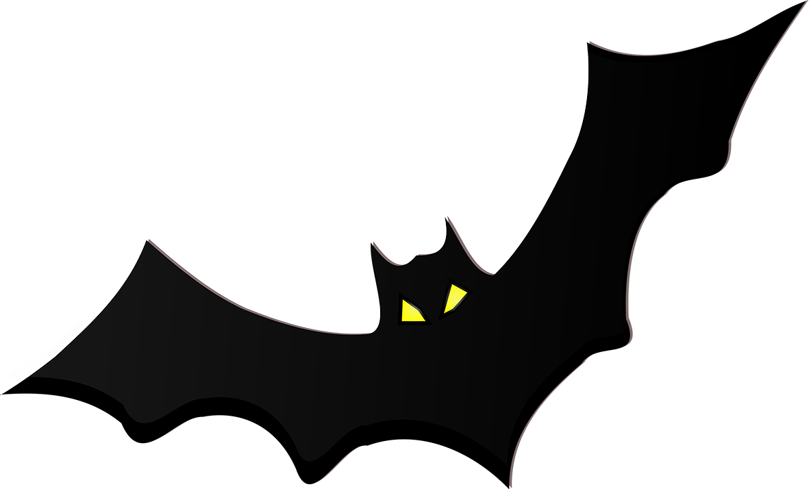 Black bat silhouette yellow e - Halloween Clipart