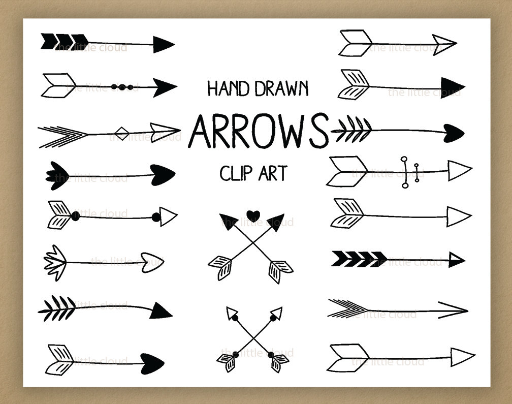 Black Hand Drawn Arrows Clipart A Set Of 18 By Thelittleclouddd