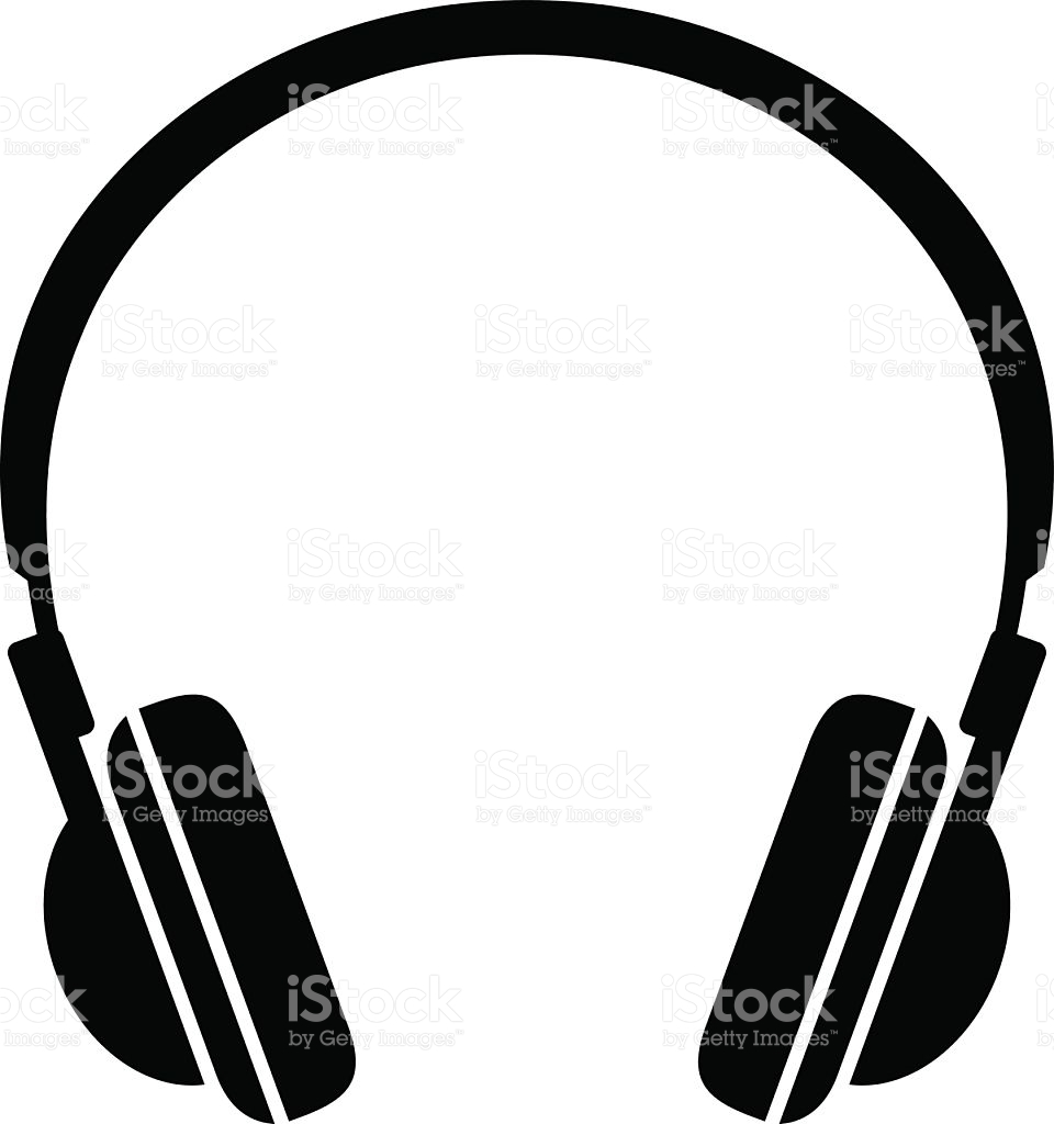 Black headphones icon vector art illustration