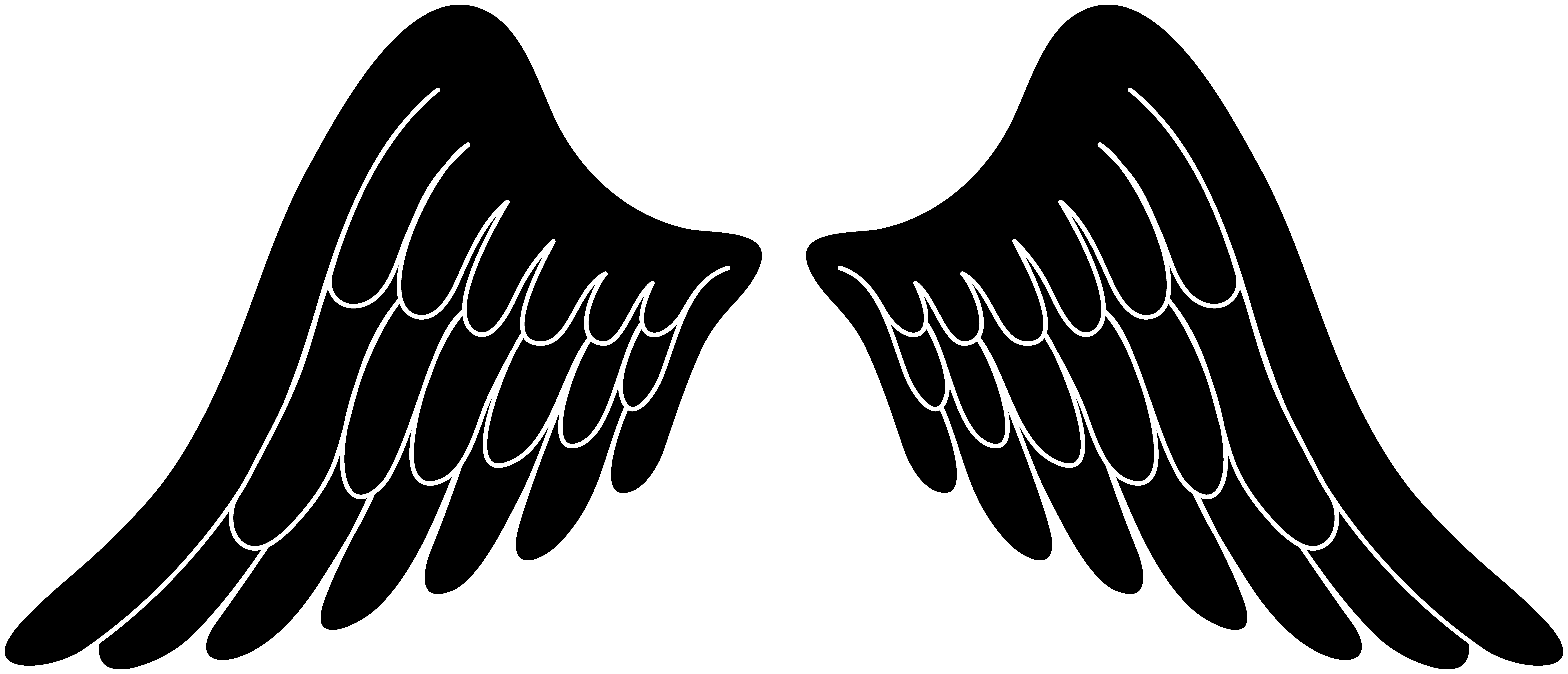 Black silhouette angel wings free clip art
