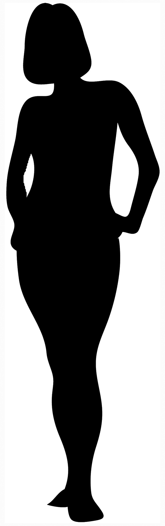 black silhouette of woman sta - Female Silhouette Clip Art