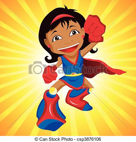 ... Black Super hero Girl. Editable Vector Illustration