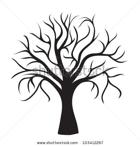 black tree without leaves on white background, vector image - stock vector | stained glass | Pinterest | Drawings of trees, Teaching and Pictures