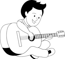 Black White Boy Playing Drum Musical Instrument Clipart Size: 115 Kb
