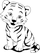 black white tiger cub clipart. Size: 133 Kb